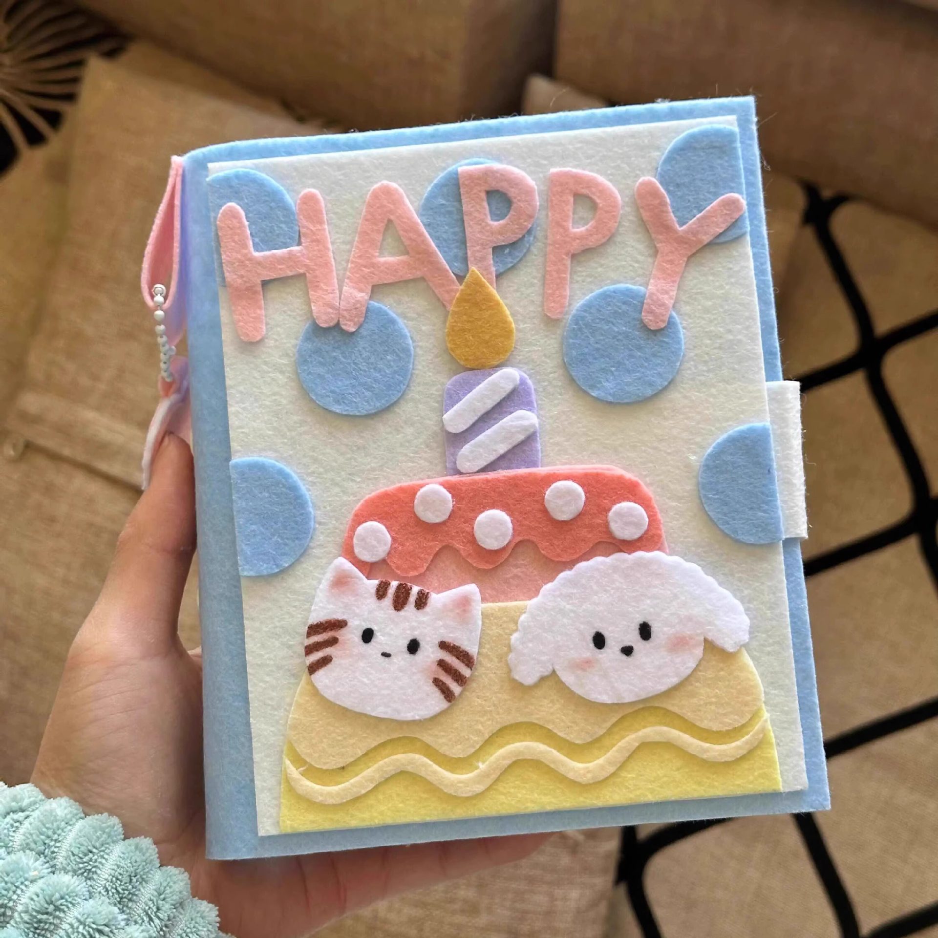 6 pages-small animal non-woven fabric photo album-1 book