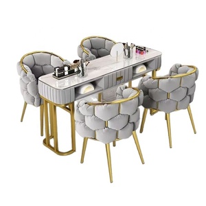 2026 New Contemporary Style Beauty Salon Furniture Velvet Marble Salon <b>Nail</b> Manicure Table and Chair Set - Product Image 1