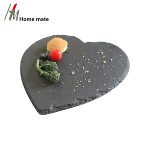 Plateau en pierre à Steak écologique, de couleur noire, en forme de cœur, artisanat, nouveau produits
