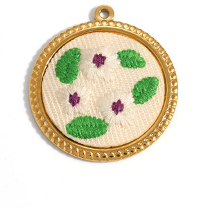 SUMMLY Ciondoli Vintage a Forma di <span class=keywords><strong>Cuore</strong></span> Ovale con Fiori, Placcati in <span class=keywords><strong>Oro</strong></span> 18K, Charm in Acciaio Inossidabile, Gioielli alla Moda - Product Image 2