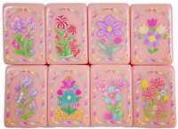 Set Mahjong Akrilik Amerika Motif Nutcracker Ballet Warna Pink Pastel yang Lucu, 160 Ubin Cetak Pola Bunga, Ubin Mahjong Akrilik AS