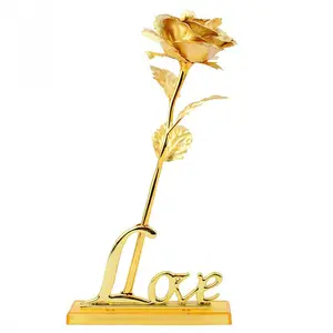 Rosa enchapada en oro de 24k, rosas eternas, hermoso oro de 24K sumergido, flor preservada, regalo de San Valentín