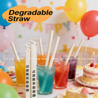 Pailles jetables biodégradables écologiques en PLA, 190 mm, 230 mm, 6 mm, à pointe effilée, pour bubble tea, café, jus