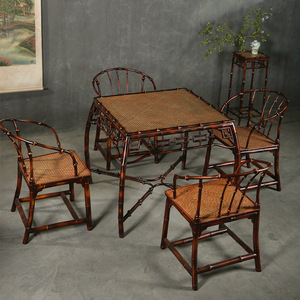Chinese Style Lacquered Bamboo Tea Table And Chair <b>Set</b> <b>Square</b> Handmade Living Room Furniture Guizhou Origin - Product Image 1