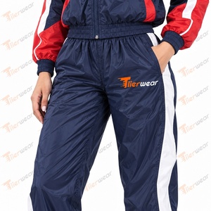 <b>Women</b> Outdoor Stand Collar Windbreaker Jacket <b>Pants</b> Two Piece Tracksuit Set Side Stripe Loose Fit 100% Polyester Eco-Friendly - Product Image 6