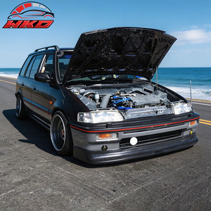 เหมาะสำหรับ Honda Civic Hatchback ปี 1988-1989 รุ่น Zenki สไตล์ลิ้นกันชนหน้า สีดำดิบ - Product Image 3