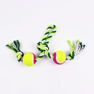 Vendita diretta della fabbrica cinese giocattoli per animali domestici giocattoli per cani divertenti giocattoli interattivi bella corda di cotone colorato cane che morde giocattolo con palla da tennis - Product Image 3