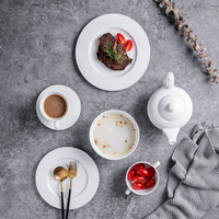 Assiettes en Porcelaine Fine Blanche en Gros pour Restaurants – Services de Vaisselle Carrés en Céramique – Ensemble de Vaisselle de Dîner en Porcelaine