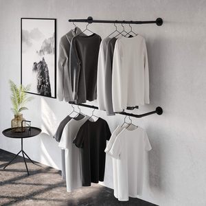 Wall Mounting Industrial Loft Design <strong>Black</strong> Sturdy Water Pipes Clothing <strong>Rack</strong> for Walk-in Wardrobe I Bedroom or <strong>Bath</strong> - Product Image 2