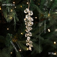 Ornamen Gantung Natal Berhias Kristal, Bunga Akrilik & Hiasan Es Kristal Bening untuk Pohon Natal