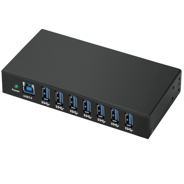 Industrial USB 3.0 Hub 7 Port Multiport Extension Adapter with 5Gbps Data Transfer for Industrial Automation