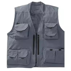 Multi Pocket Photography Vest Red Polyester Workwear With Zipper And Pockets For Outdoor Use - Product Image 3