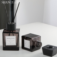 Bouteilles de diffuseur de parfum d'intérieur en verre carré gris vides, avec bouchon à vis et sérigraphie, 50ml, 100ml, 150ml, 200ml, 500ml, vente en gros