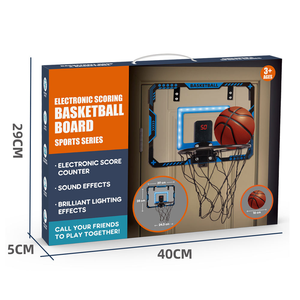 Mini Canasta De Baloncesto Para Interiores Con Marcador LED, Sonidos, Resorte De 60° Y 4 Pelotas, Fácil Montaje En Puerta O Pared