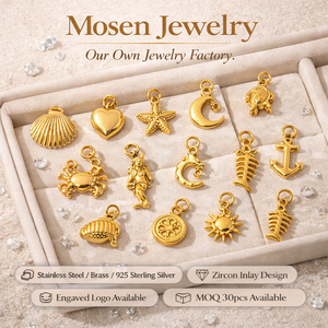 Mosen Magnifique Pendentif <span class=keywords><strong>Boussole</strong></span> Soleil <span class=keywords><strong>Lune</strong></span> et Cœur en Acier Inoxydable Doré pour Bijoux Élégants et Tendance Commande en Gros - Product Image 1