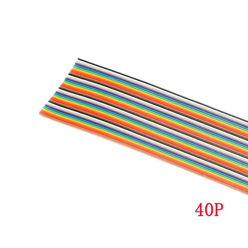 1Meter 40P1.27mm Line Pitch Connect Wires Flat IDC Ribbon Extension Cable Rainbow DuPont Wire