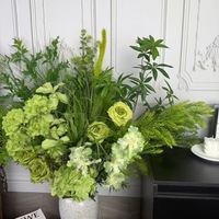 Fleur de soie verte, herbe Luxun, feuillage d'olivier de 1,5 m pour décoration d'Halloween, pour vitrine de magasin tendance