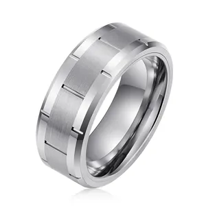 Wholesale Wedding Jewelry 8MM Width Tungsten Rings Bulk Boys Men Rings Tungsten Carbide Ring Silver