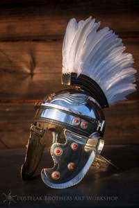 EU Roman Style Handmade 18 Gauge Steel with White Plume Silver Vintage Home Decor Collectible Display - Product Image 2