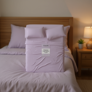 Viasoft Washed <b>Single</b> <b>Sheets</b> Lavender Cotton Home <b>Bedding</b> Adult All Season Plain Dyed Solid Pattern - Product Image 2
