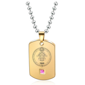 Collar de Acero Inoxidable con Placa de Identificación Zodiacal Grabada con Láser y Piedra de Nacimiento para Parejas, Regalo para Uso Diario - Product Image 4