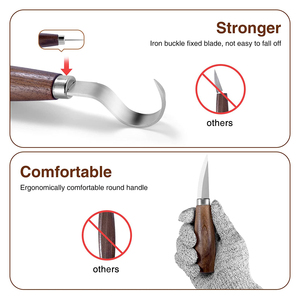 Chrome vanadi lưỡi thép 7pcs dao gỗ khắc whittling công cụ Kit cho người mới bắt đầu với 8pcs Basswood khắc khối - Product Image 4