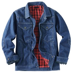 Men's Plaid Flannel Casual <strong>Jacket</strong> European and American <strong>Denim</strong> <strong>Jacket</strong> OEM - Product Image 2
