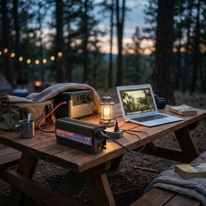 Convertisseur de puissance 500W à onde sinusoïdale pure, 1000W de crête, avec affichage LED et prise standard brésilienne pour camping-car et camping en extérieur - Product Image 4