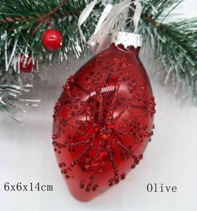 SY Brand Christmas Tree Ornament 80mm <b>Red</b> Transparent Hand-painted Double Tip Onion Glass Ball Craft <b>Glitter</b> Snowflake Pattern - Product Image 5