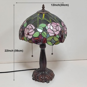 LongHuiJing Classic 12-Inch European Floral Tiffany Stained Glass <b>Table</b> <b>Lamp</b> Zinc Alloy <b>Base</b> Flexible Simple Elegant Vintage - Product Image 4