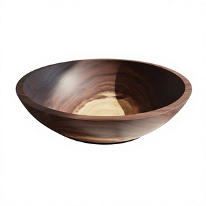 Tazón de madera moderno de diseño minimalista para servir alimentos, artesanía en madera sin recubrimiento, vajilla de cocina, tazones decorativos de madera - Product Image 2