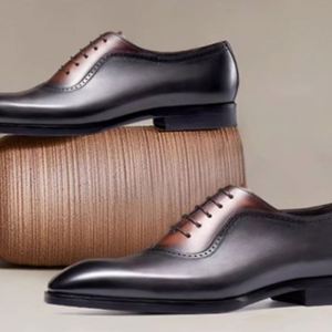 Chaussures en cuir Brokup pour hommes - Chaussures Oxford formelles à bout pointu de style anglais pour affaires et mariages, avec talonnette rehaussante, imperméables et antidérapantes - Product Image 2