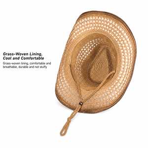 Chapeau de cowboy occidental en paille pour l'été, protection solaire, style rétro ethnique <span class=keywords><strong>Fedora</strong></span>, pour femmes et hommes, vente en gros - Product Image 4