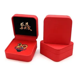 Factory In Stock High-end Coin Box Fashion Leather Badge Gift Box Jewelry Packaging Display