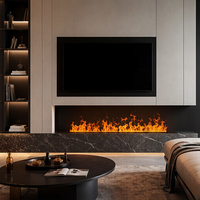 Meuble TV avec foyer électrique intégré, type atomisation, flamme LED réaliste simulée