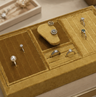 Plateaux de présentation de bijoux carrés en velours personnalisés, modernes et magnétiques, avec logo imprimé, empilables, pour l'organisation des placards, commodes et tiroirs