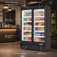 Réfrigérateur commercial vertical à porte vitrée pour boissons, avec compresseur bas, pour supermarché et épicerie