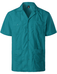 Camicia da uomo di alta qualità <span class=keywords><strong>con</strong></span> tasca Vintage etnico retrò manica corta cotone poliestere bottone uomo camicie nere bianche - Product Image 1
