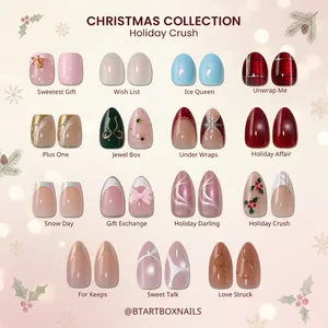 BTARTBOX Uñas Postizas Navideñas con Pegamento al por Mayor, Uñas de Gel Suave Almendradas 3D Ojo de Gato Premium, Uñas Artificiales a Presión al por Mayor - Product Image 1