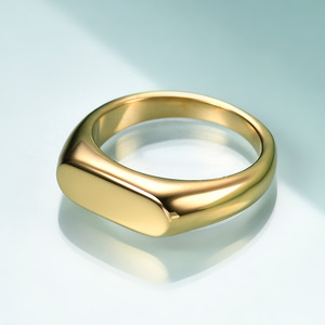 Fashion Minimalist 6Mm Oval 18K Gold <b>Ring</b> Geometric Design For Women Gift Jewelry - Product Image 4