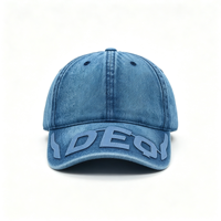 Casquette de baseball vintage en jean délavé avec patch en cuir brodé, réglable, souple, style streetwear, pour usage quotidien