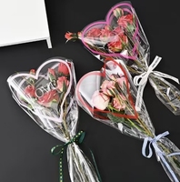 Sacchetto Trasparente a Forma di Cuore per Confezione Rosa Singola con Stampa LOVE, Vendita all'Ingrosso