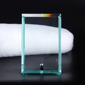 Prêmio de vidro de cristal transparente personalizado, suporte gravável do troféu do vidro do jade