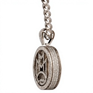 Broche Redondo de Moissanita con Letra M, Chapado en Plata, Accesorio de Moda para Regalo de Boda con Piedra de Nacimiento de Agosto, Unisex, 20+ Años - Product Image 5