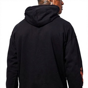 Sudadera con Capucha Extra Grande para Hombre, Negra, Estilo Urbano, 100% Algodón Tejido, Manga Regular, Diseño con Bolsillo Frontal, Transpirable para Invierno - Product Image 4
