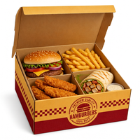 Caja de Comida Rápida Compostable Personalizada para Hamburguesas, Pollo Frito, Papas Fritas, Contenedor para Restaurante