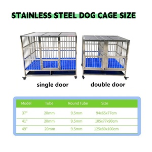 Jaula para perros de acero inoxidable de 42 pulgadas, caja de palés con bandeja de plástico con diseño de ensamblaje Modular fuerte de maíz redondeado - Product Image 3
