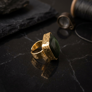 Joyería India, Anillo de Piedra Natural Chapado en Oro Personalizado para Boda, Regalo, Joyería de Moda en Tono Dorado - Product Image 1