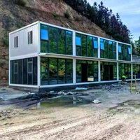 Maison conteneur démontable 20 pieds avec murs-rideaux en verre, respirante, installation facile, caractéristiques détachables, design moderne pour usages multiples