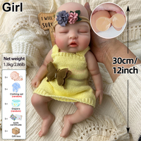 Poupée Reborn en Silicone de 12 Pouces, Fille Endormie, Peau Réaliste avec Veines, Compagnon pour Personnes Âgées, Décoration Artisanale pour la Maison, Jouet de Collection